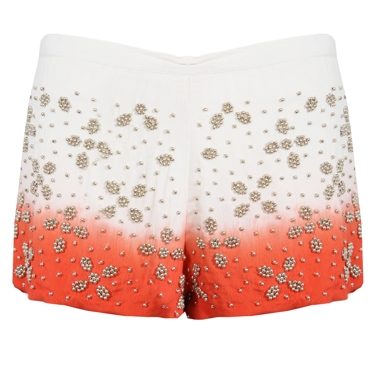 Cream and Orange Dip Dye Embellished Shorts Preview